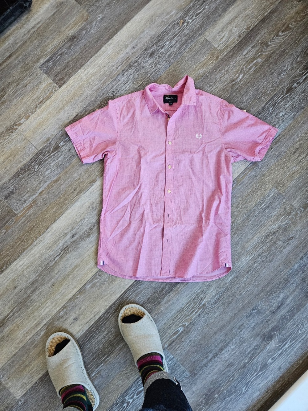 Fred Perry Pink Button Down Size Slim M